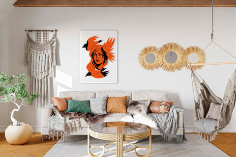 Woman With Birds Acrylic Poster