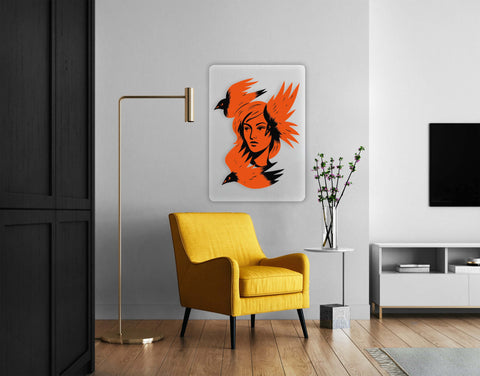 Woman With Birds Acrylic Poster