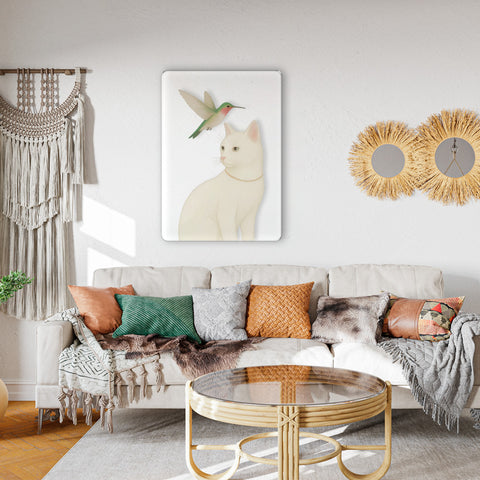 Cat and Hummingbird Acrylic Poster