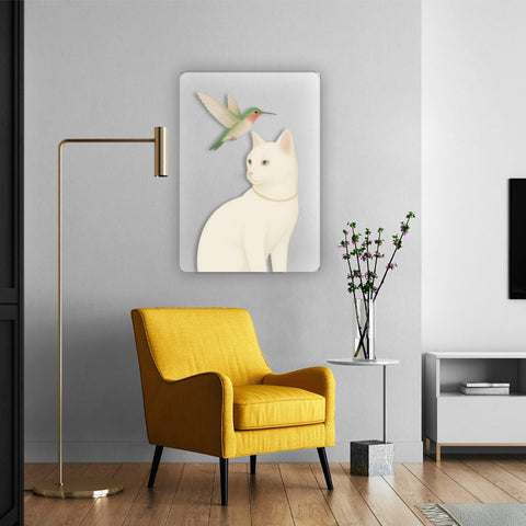 Cat and Hummingbird Acrylic Poster