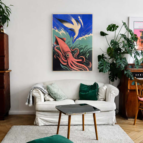 Below the Blue Acrylic Poster