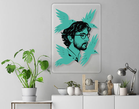 Man With Birds Acrylic Poster