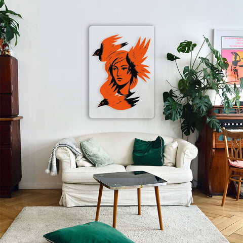Woman With Birds Acrylic Poster
