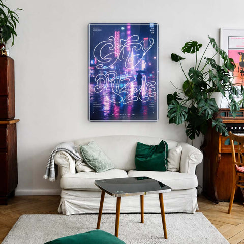 City Drizzle Acrylic Poster