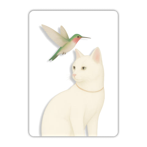 Cat and Hummingbird Acrylic Poster